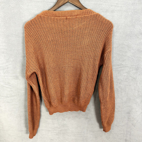 Nastygal collection Sweater Women Small Brown Pullover Shaker Stitch Cozy Goblin - Picture 3 of 6